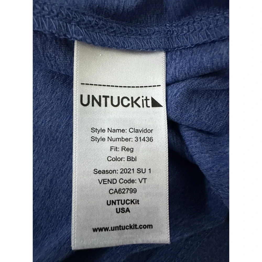UNTUCKit Clavidor Polo Shirt‎ Mens Large Blue Performance Stretch Short Sleeve